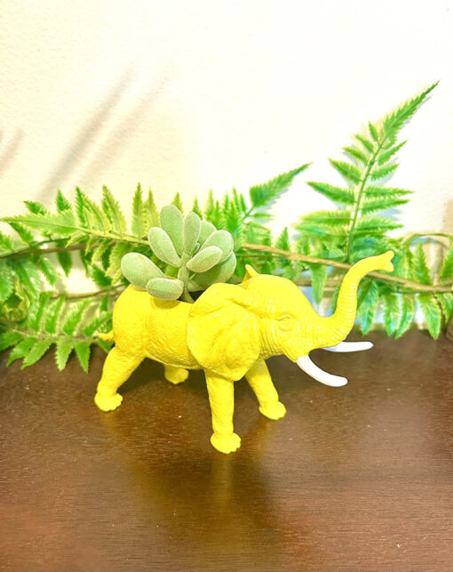 Up-cycled Yellow Elephant Planter