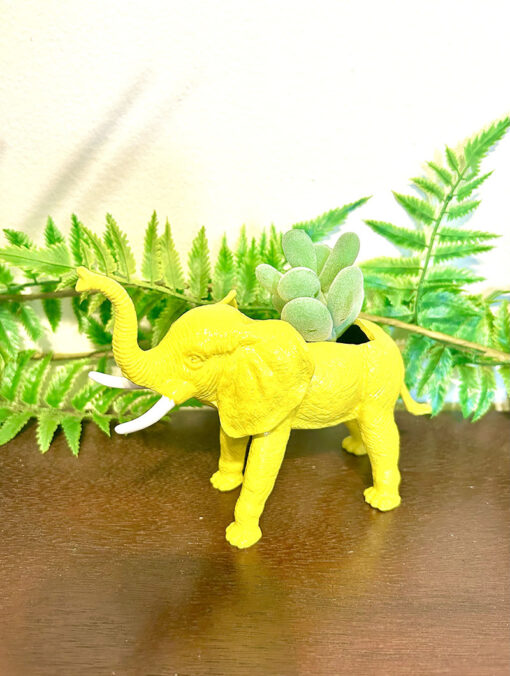 Up-cycled Yellow Elephant Planter - Image 2