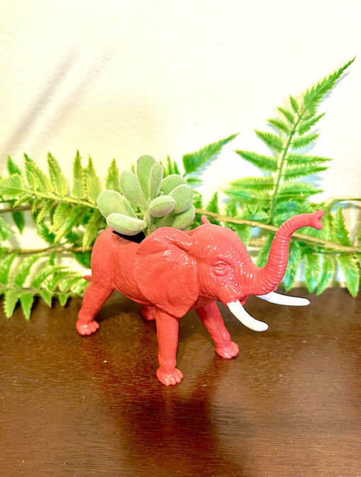 Up-cycled Red Elephant Planter