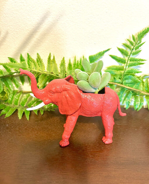 Up-cycled Red Elephant Planter - Image 2