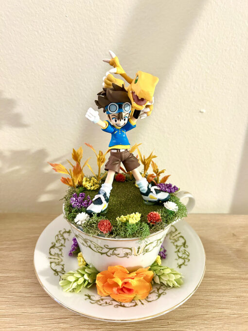 Ty and Agumon From Digimon Tea Cup Terrarium - Image 2