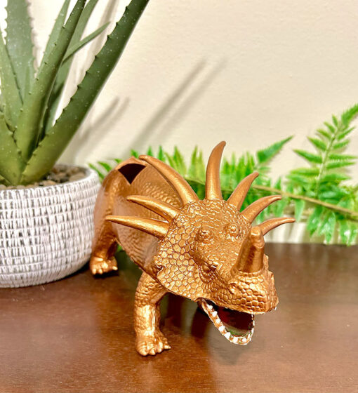 Huge Up-cycled Bronze Styracosaurus Dinosaur Planter - Image 3