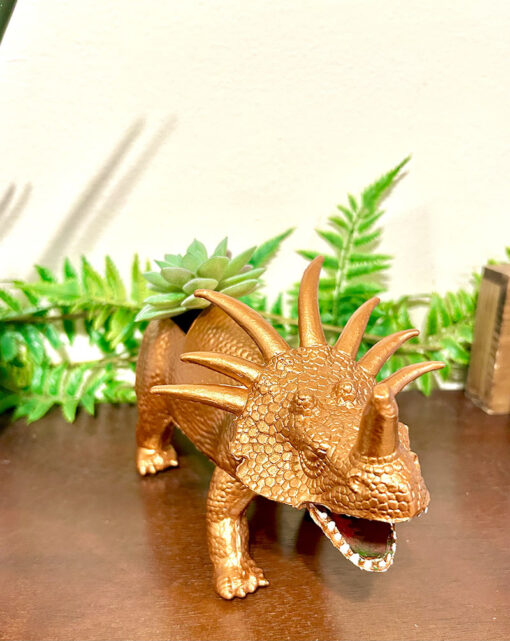 Huge Up-cycled Bronze Styracosaurus Dinosaur Planter