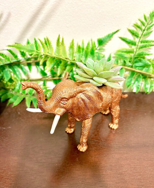 Up-cycled Bronze Elephant Planter