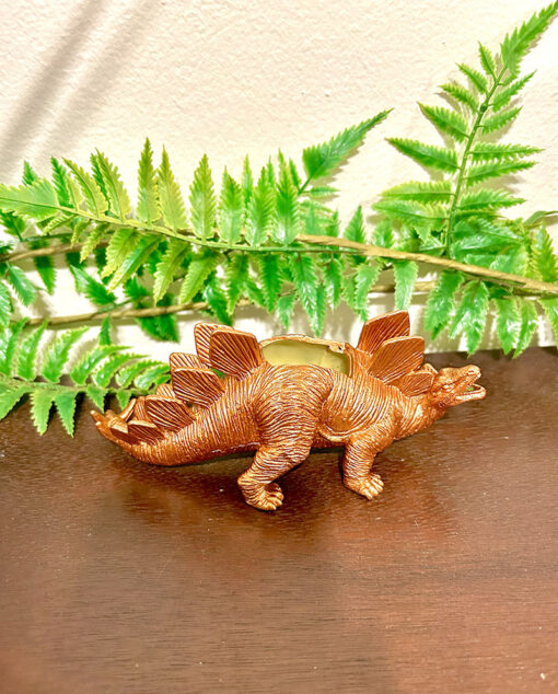 Up-cycled Bronze Stegosaurus Dinosaur Planter - Image 3