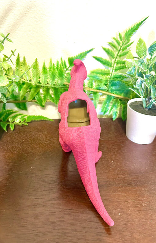 Up-cycled Dragonfruit Pink Duckbill Dinosaur Planter - Image 3