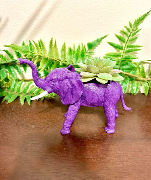 Up-cycled Glittery Purple Elephant Planter