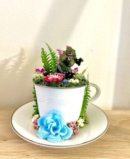 Godzilla Tea Cup Terrarium