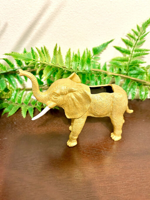 Up-cycled Gold Elephant Planter - Image 3