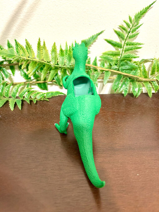 Up-cycled Green Dilophosaurus Dinosaur Planter - Image 3