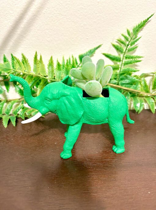 Up-cycled Green Elephant Planter - Image 2