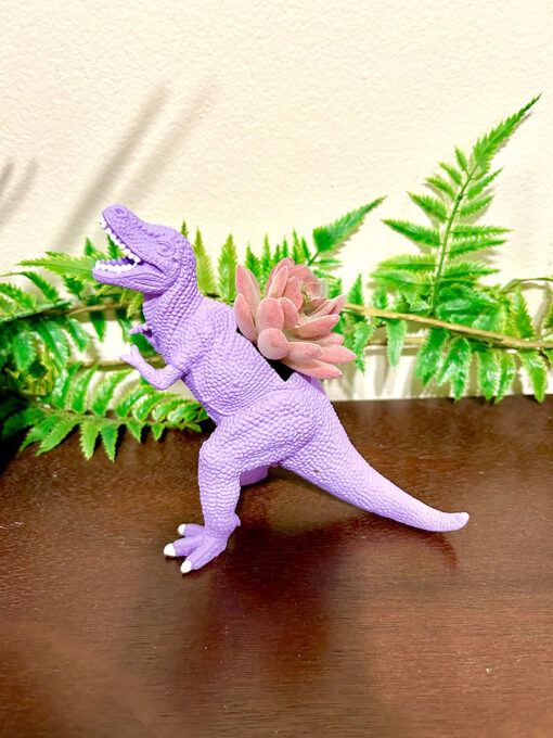 Up-cycled Light Purple T-Rex Dinosaur Planter - Image 2