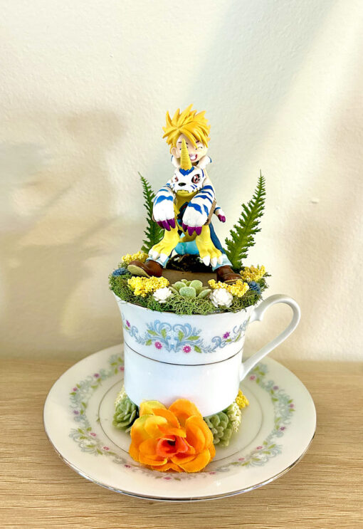 Matt and Gabumon From Digimon Tea Cup Terrarium