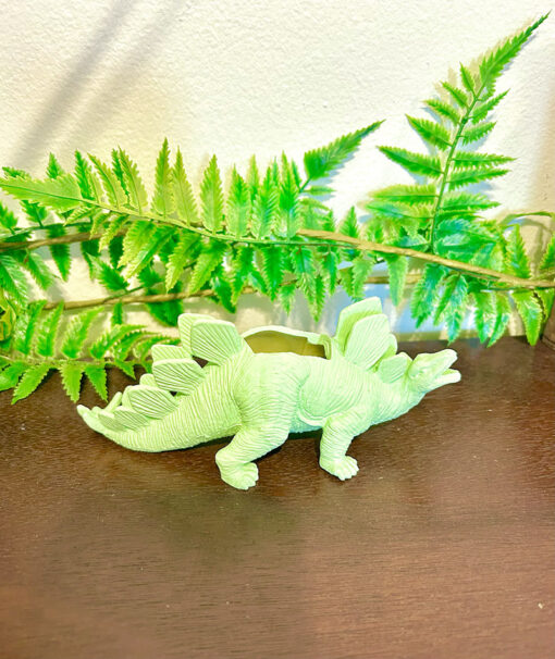 Up-cycled Mint Green Stegosaurus Dinosaur Planter - Image 3