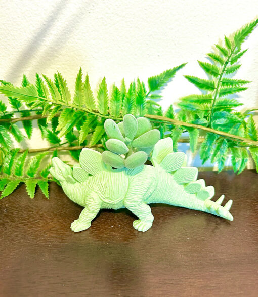 Up-cycled Mint Green Stegosaurus Dinosaur Planter - Image 2