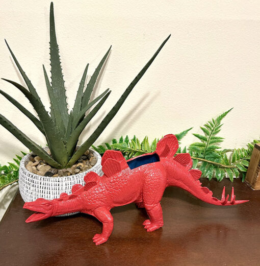 Huge Up-cycled Red Stegosaurus Dinosaur Planter - Image 3