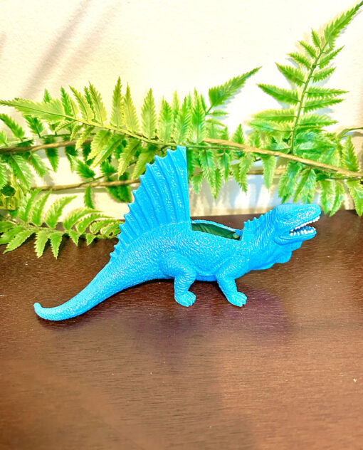 Up-cycled Tropical Blue Edaphosaurus Dinosaur Planter - Image 3