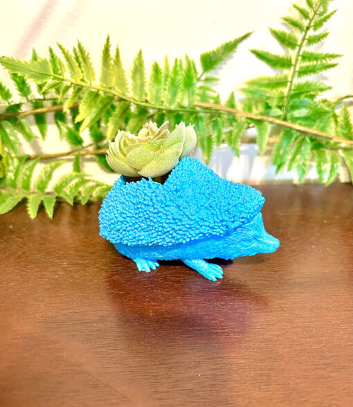 Up-cycled Tropical Blue Hedgehog Animal Planter - Image 2