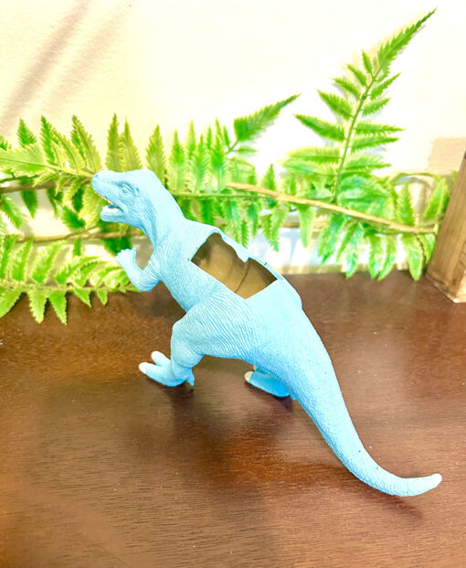 Up-cycled Turquoise Blue Allosaurus Dinosaur Planter - Image 2