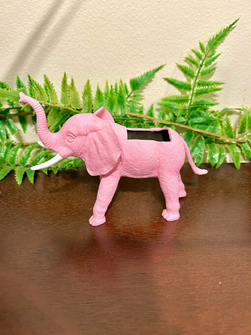 Up-cycled Baby Pink Elephant Planter - Image 3