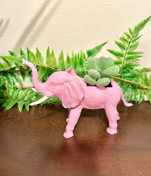 Up-cycled Baby Pink Elephant Planter - Image 2