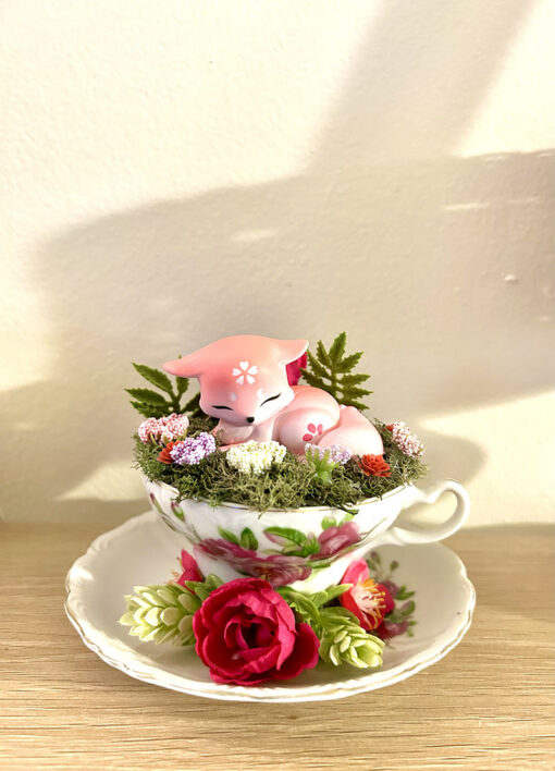 Sakura Fox Tea Cup Terrarium