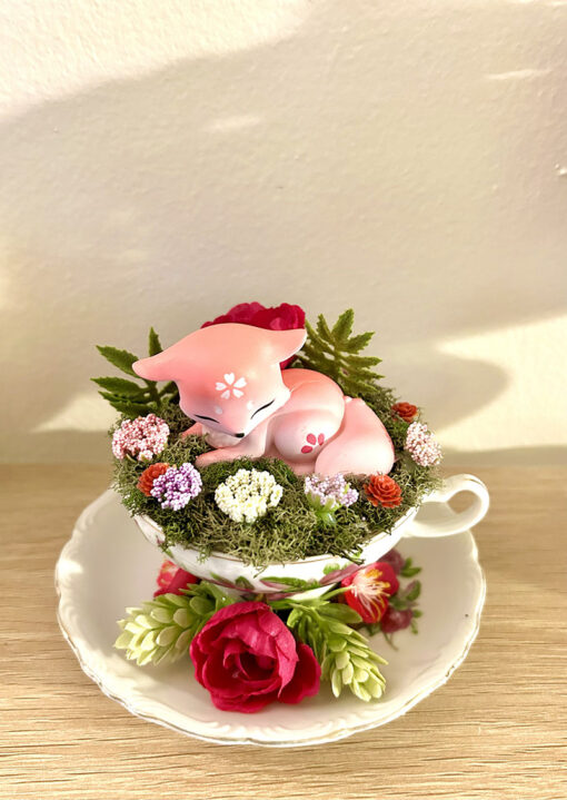 Sakura Fox Tea Cup Terrarium - Image 2