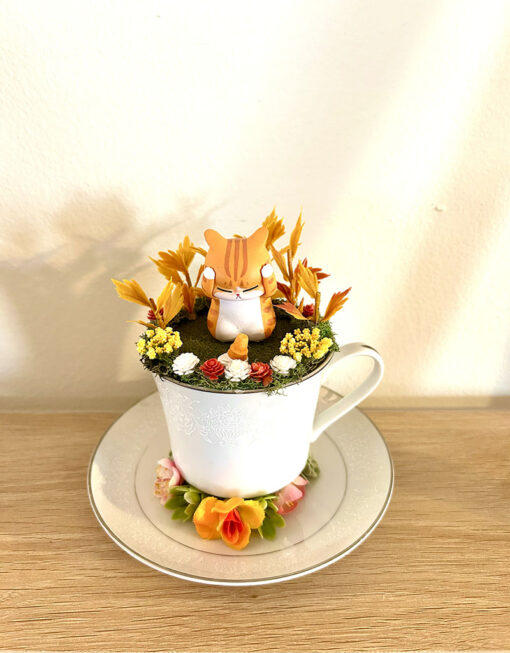 Cat Tea Cup Terrarium - Image 2