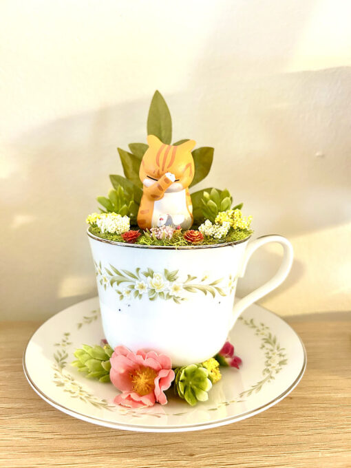 Cat Tea Cup Terrarium