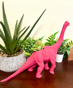 Alternative view of Huge Up-cycled Dragonfruit Pink Apatosaurus Dinosaur Planter