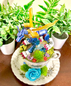 Alternative view of MetalGarurumon From Digimon Tea Cup Terrarium