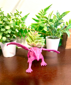 Up-cycled Hot Pink Dragon Animal Planter
