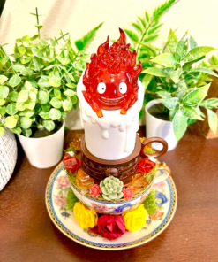 Alternative view of Calcifer From Howl's Moving Castle Tea Cup Terrarium