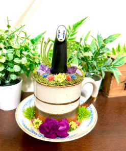 No-Face From Spirited Away Tea Cup Terrarium