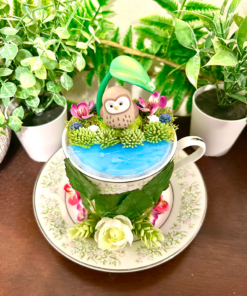 Alternative view of Owl Tea Cup Terrarium
