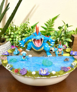 Giant Light Up Feraligatr Family Tea Cup Terrarium