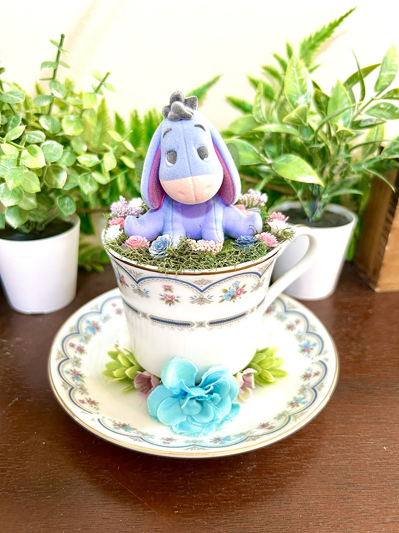 Eeyore from Winnie the Pooh Tea Cup Terrarium