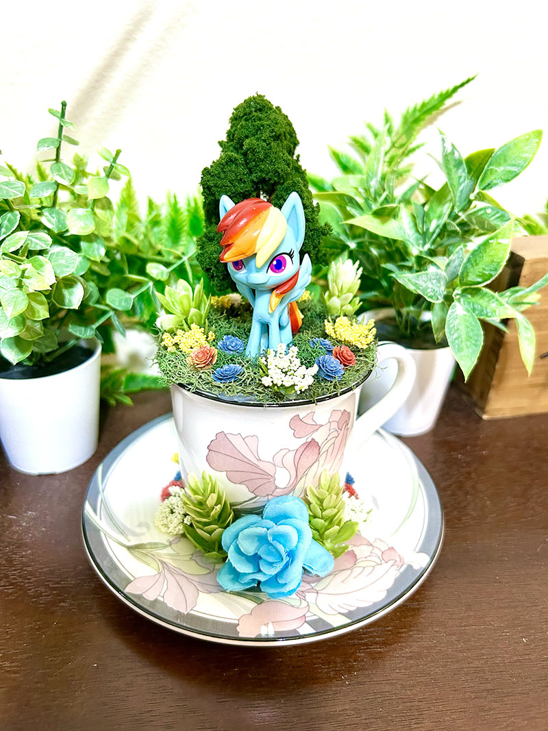 Rainbow Dash from My Little Pony Tea Cup Terrarium