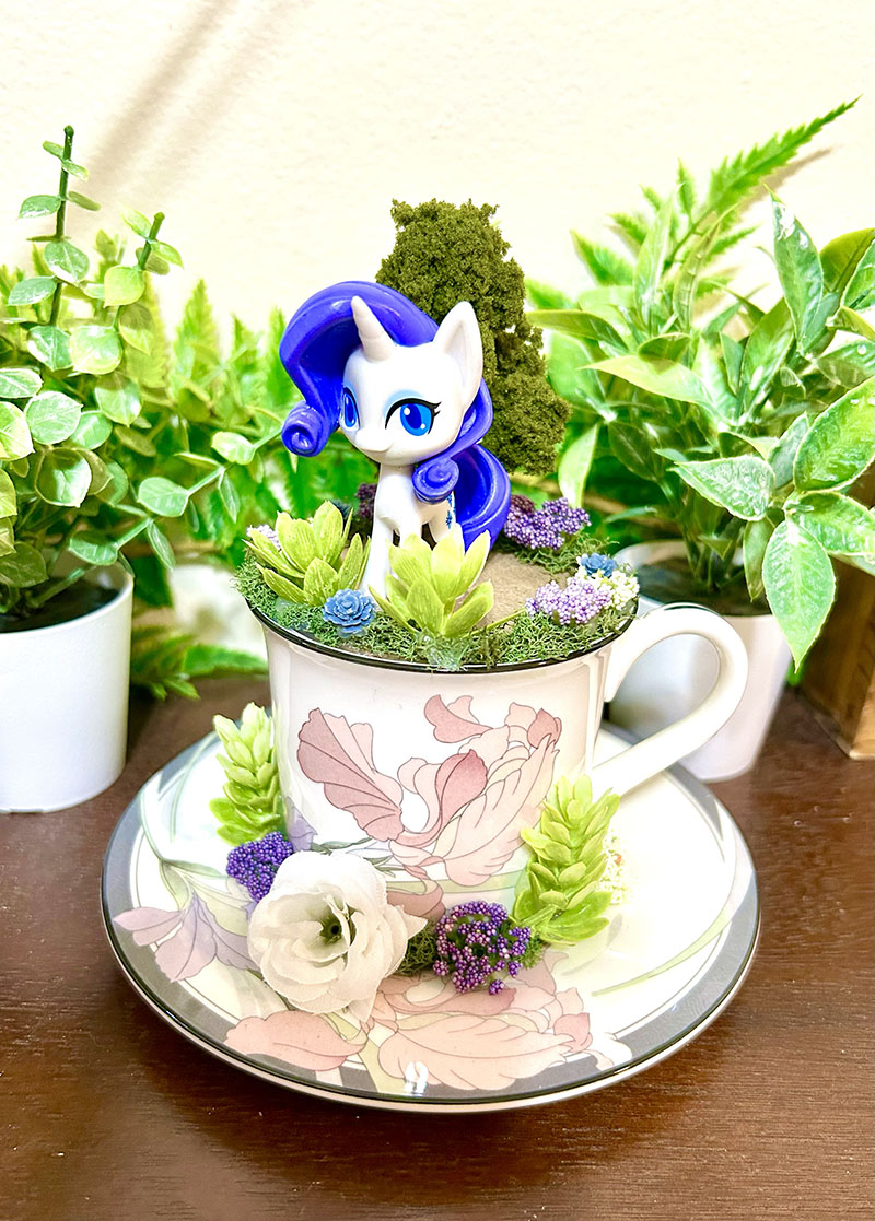 Rarity from My Little Pony Tea Cup Terrarium