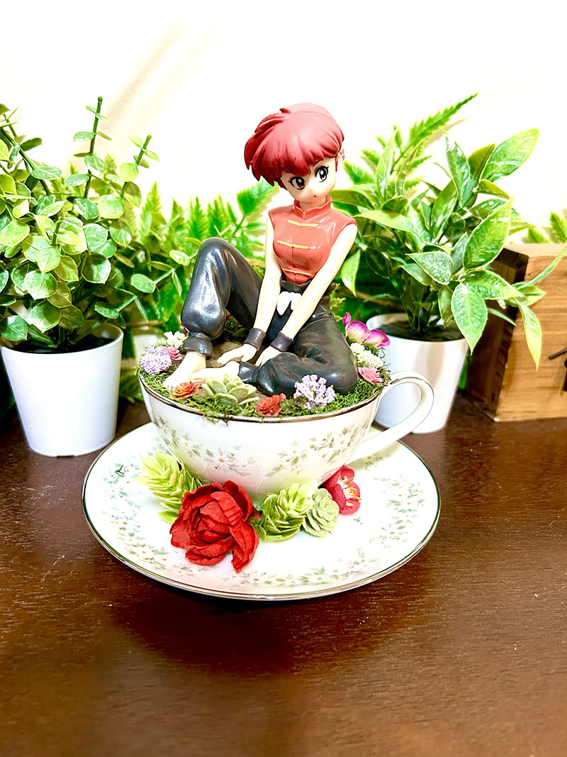 Ranma from Ranma 1/2 Tea Cup Terrarium